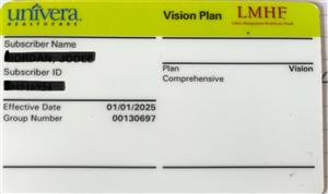 Davis Vision sample ID card